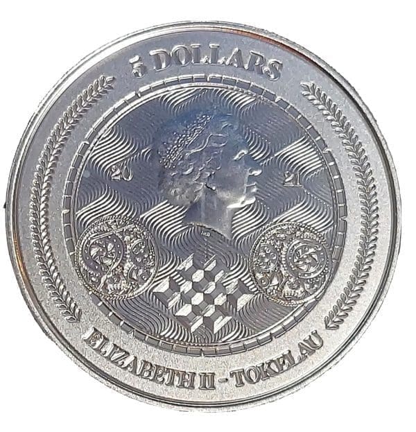 2021 Tokelau 1 oz Silver Chronos $5 coin Gem Bu - Image 3