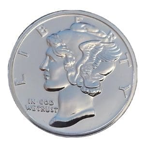 1 oz Silver Mercury Dime Round Gem Bu