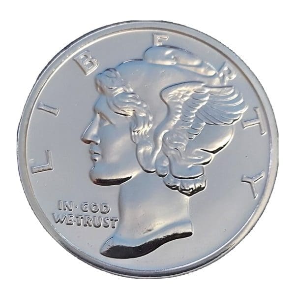 1 oz Silver Mercury Dime Round Gem Bu