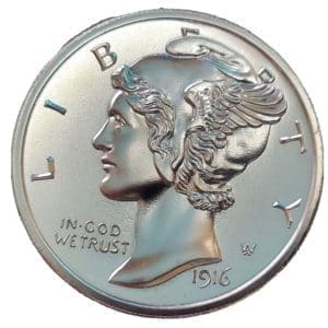 2 oz Silver Mercury Dime Tribute Round