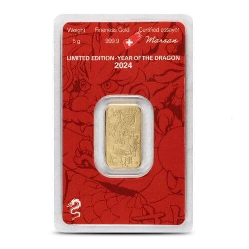 2024 Argor Heraeus Lunar Dragon 5 gram Gold Bar - Image 2