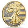 2024 US Flag Golden Ring American Silver Eagle Coin.