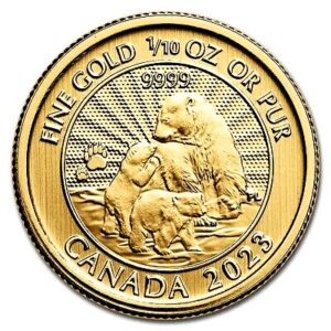 2023 Canada 1/10 oz Gold Majestic Polar Bear Cubs Coin .9999