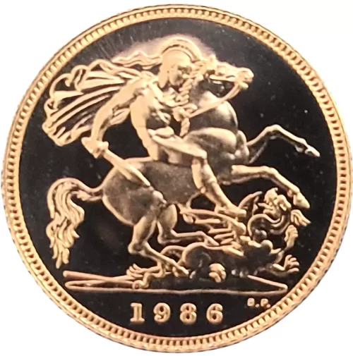 1986 British Half Gold Sovereign Bullion Coin The Royal Mint