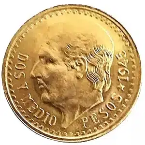 1945 Mexican Gold Peso 2.5 Peso Gold Coin Bu