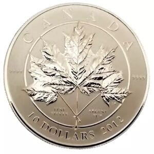 2012 Canadian $10 Maple Leaf Forever 1/2 oz Fine Silver Coin RCM