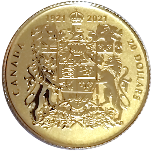 2021 Canada Coat of Arms 1/10 oz Gold Reverse Proof $20 Coin