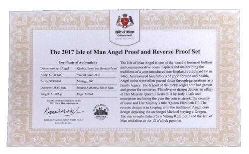 2017 Isle of Man Silver Angel Proof - 2 Coin Set - Box & Coa - Image 8