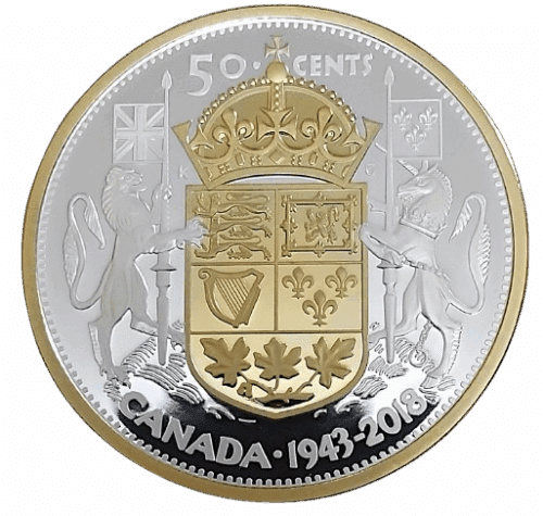 2018 Canadian 2 oz Silver 1943 Half Dollar 75th Anniversary