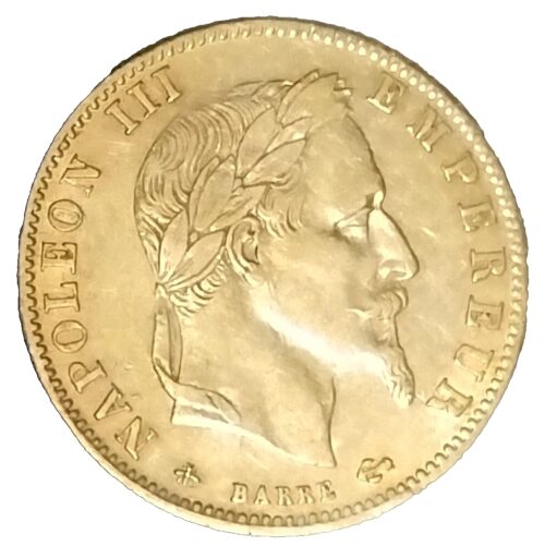 1863 French 5 Gold Franc Napoleon III Gold Coin AU - Image 3